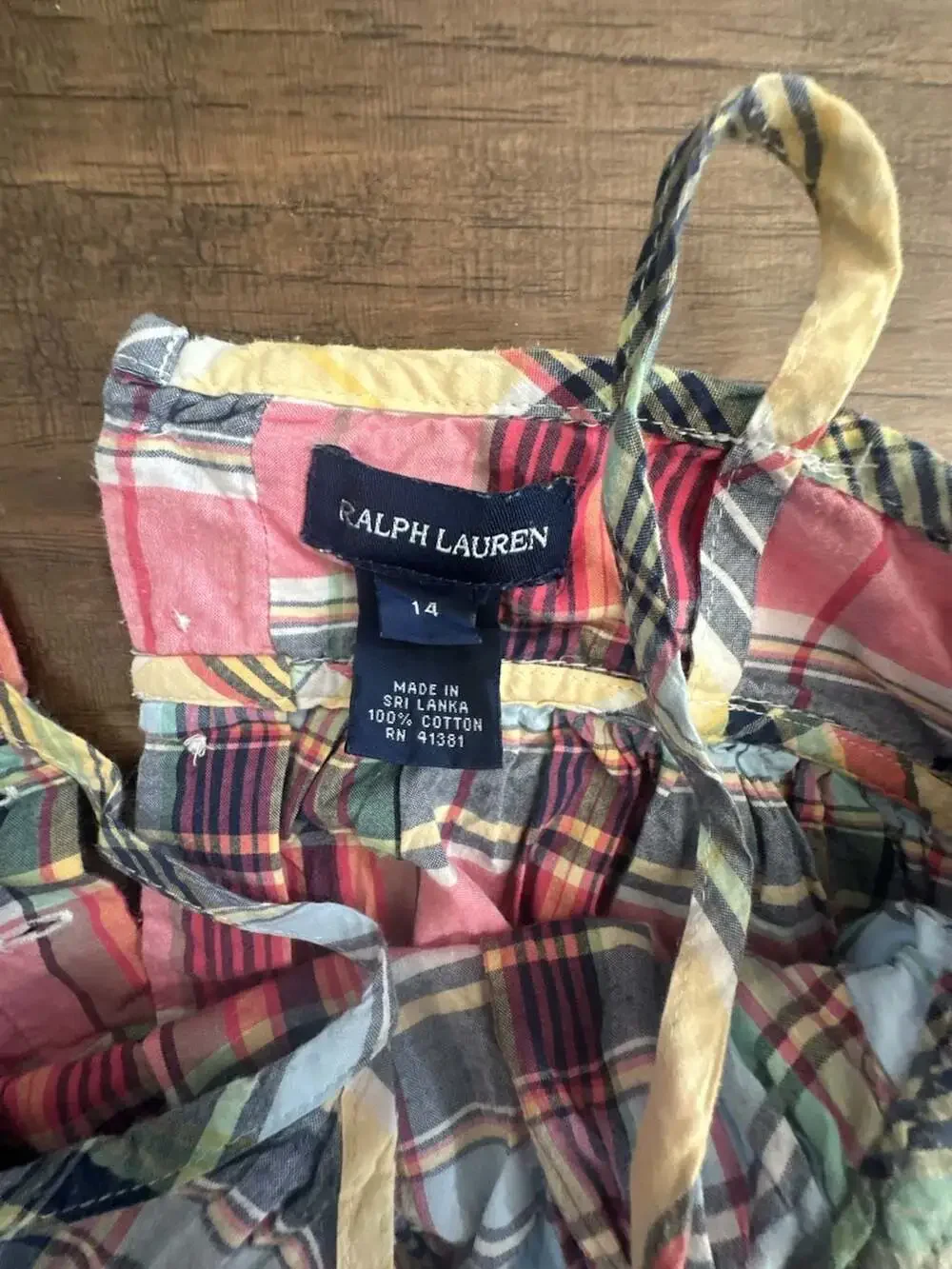 Ralph Lauren Girls Pink Plaid Cotton Sundress Size 14